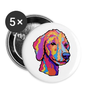 Bedlington Terrier Hunderasse Cartoon Kawaii Illust - Buttons groß 56 mm (5er Pack) - Weiß - Vorne
