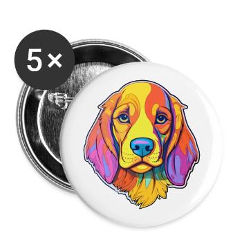 Autrichien Brandlbracke Chien Race Cartoon Kawaii Ill - Lot de 5 grands badges (56 mm) - blanc - Devant