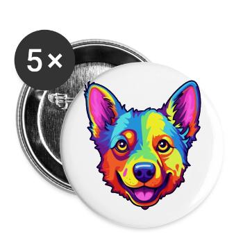 Race de bouvier australien Cartoon Kawaii Illustr - Lot de 5 grands badges (56 mm) - blanc - Devant
