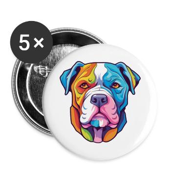 Amerikanische Bulldogge Hunderasse Cartoon Kawaii Illustra - Buttons groß 56 mm (5er Pack) - Weiß - Vorne