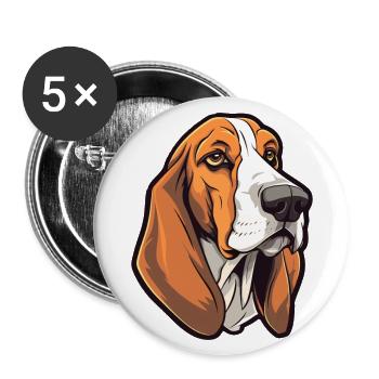 Treeing Walker Coonhound Dog Breed Cartoon Kawaii - Buttons large 2.2''/56 mm (5-pack) - white - Front