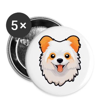 Spielzeug Deutscher Spitz Hunderasse Karikatur Kawaii Illustra - Buttons groß 56 mm (5er Pack) - Weiß - Vorne