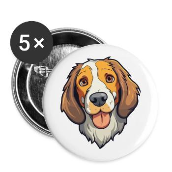 Telomian Hunderasse Cartoon Kawaii Illustration - Buttons groß 56 mm (5er Pack) - Weiß - Vorne