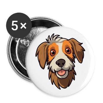 Stichelhaar race de chien dessin animé kawaii illustration - Lot de 5 grands badges (56 mm) - blanc - Devant