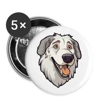 Sud Russe Ovcharka Race De Chien Dessin Animé Kawaii Il - Lot de 5 grands badges (56 mm) - blanc - Devant