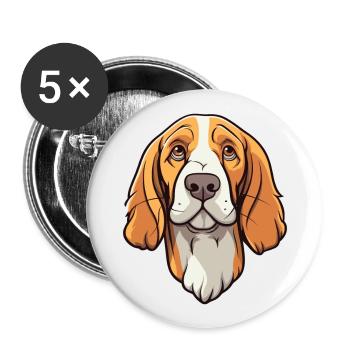 Slovensky Cuvac race de chien dessin animé kawaii illustrat - Lot de 5 grands badges (56 mm) - blanc - Devant