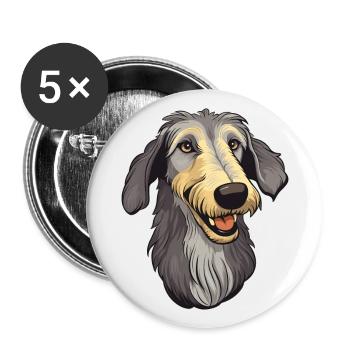 Scottish Deerhound Hunderasse Cartoon Kawaii Illust - Buttons groß 56 mm (5er Pack) - Weiß - Vorne