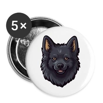 Schipperke Hunderasse Cartoon Kawaii Illustration - Buttons groß 56 mm (5er Pack) - Weiß - Vorne