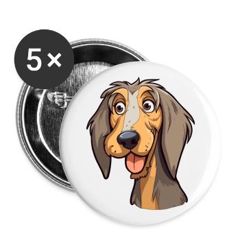 Schweizer Laufhund Hunderasse Cartoon Kawaii Illust - Buttons groß 56 mm (5er Pack) - Weiß - Vorne