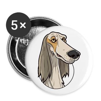 Saluki Dog Breed Cartoon Kawaii Illustration - Buttons large 2.2''/56 mm (5-pack) - white - Front