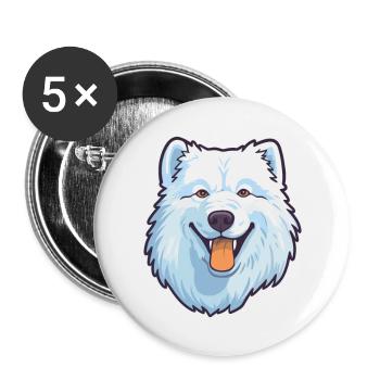 Samoyed Dog Breed Cartoon Kawaii Illustration - Buttons large 2.2''/56 mm (5-pack) - white - Front