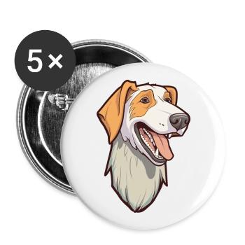 Russian Wolfhound Dog Breed Cartoon Kawaii Illustr - Buttons large 2.2''/56 mm (5-pack) - white - Front