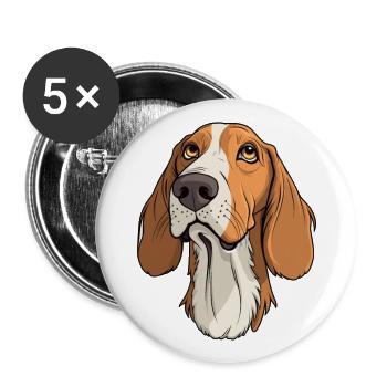 Chien courant russe race de chien Cartoon Kawaii Illustratio - Lot de 5 grands badges (56 mm) - blanc - Devant