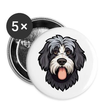 Portuguese Sheepdog Dog Breed Cartoon Kawaii Illus - Buttons large 2.2''/56 mm (5-pack) - white - Front