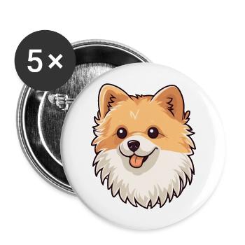 Poméranie allemand Spitz chien race Cartoon Kawaii I - Lot de 5 grands badges (56 mm) - blanc - Devant