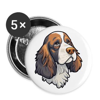 English Springer Spaniel Hunderasse Cartoon Kawaii - Buttons groß 56 mm (5er Pack) - Weiß - Vorne