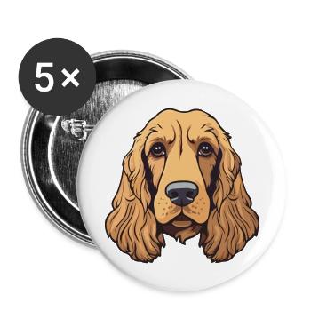 Anglais Cocker Épagneul Chien Race Dessin Animé Kawaii Il - Lot de 5 grands badges (56 mm) - blanc - Devant