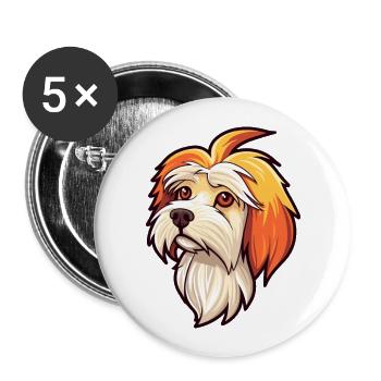 Briquet Griffon Vendéen Chien Race Cartoon Kawaii I - Lot de 5 grands badges (56 mm) - blanc - Devant