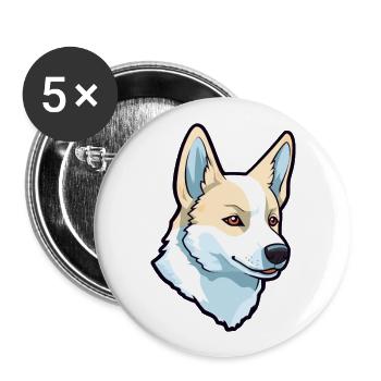 Canaan chien race dessin animé Kawaii Illustration - Lot de 5 grands badges (56 mm) - blanc - Devant