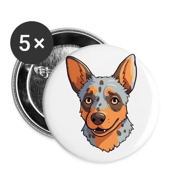Race de chien de bouvier australien Cartoon Kawaii Illustr - Lot de 5 grands badges (56 mm) - blanc - Devant