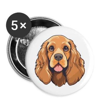 American Cocker Spaniel chien race Cartoon Kawaii I - Lot de 5 grands badges (56 mm) - blanc - Devant