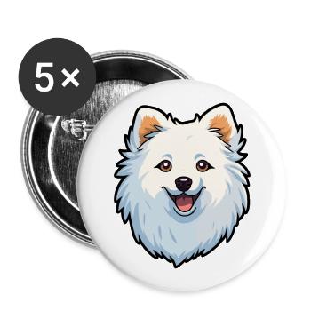 Chien esquimau américain race Cartoon Kawaii Illustrat - Lot de 5 grands badges (56 mm) - blanc - Devant