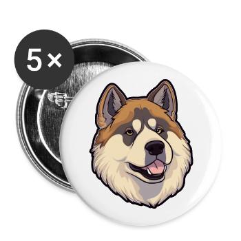 American Akita Hunderasse Cartoon Kawaii Illustrati - Buttons groß 56 mm (5er Pack) - Weiß - Vorne