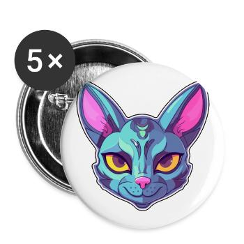Korat Cat Cat Breed Aquarelle Cartoon Kawaii Pet - Lot de 5 grands badges (56 mm) - blanc - Devant
