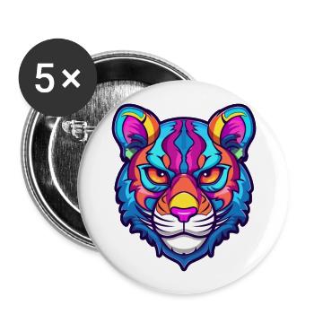 Tiger Cat Breed Watercolor Cartoon Kawaii Pet - Buttons large 2.2''/56 mm (5-pack) - white - Front