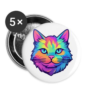 Schottische gerade Katze Aquarell Karikatur Kawaii - Buttons groß 56 mm (5er Pack) - Weiß - Vorne