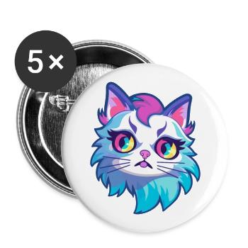 Ragdoll Cat Breed Aquarelle Cartoon Kawaii Pet - Lot de 5 grands badges (56 mm) - blanc - Devant