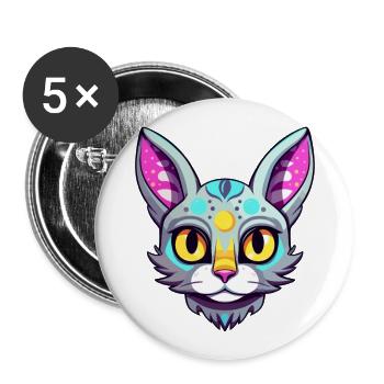 Egyptian Mau Cat Breed Watercolor Cartoon Kawaii - Buttons large 2.2''/56 mm (5-pack) - white - Front