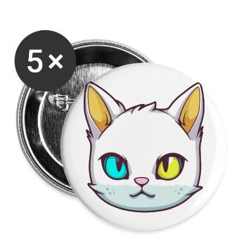 Burmesische Katze Rasse Aquarell Karikatur Kawaii Haustier - Buttons groß 56 mm (5er Pack) - Weiß - Vorne