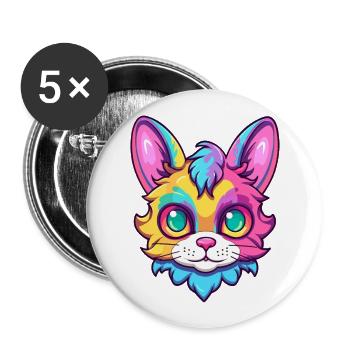 Birma Heilige Katze Rasse Aquarell Karikatur Kawaii - Buttons groß 56 mm (5er Pack) - Weiß - Vorne