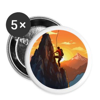 Bergsteiger vorm Sonnenuntergang - Kletter Design - Buttons groß 56 mm (5er Pack) - Weiß - Vorne