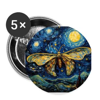 Papillon De Nuit, Van Gogh, Nuit Étoilée, Animal - Lot de 5 grands badges (56 mm) - blanc - Devant