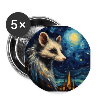opossum, van gogh, sternennacht, tier - Buttons groß 56 mm (5er Pack) - Weiß - Vorne