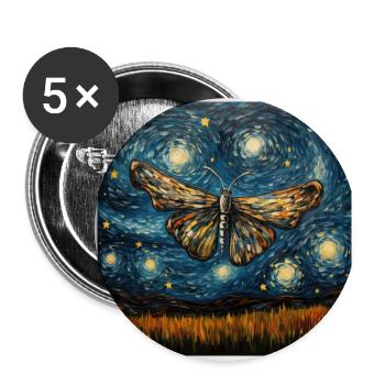 Papillon De Nuit, Van Gogh, Nuit Étoilée, Animal - Lot de 5 grands badges (56 mm) - blanc - Devant