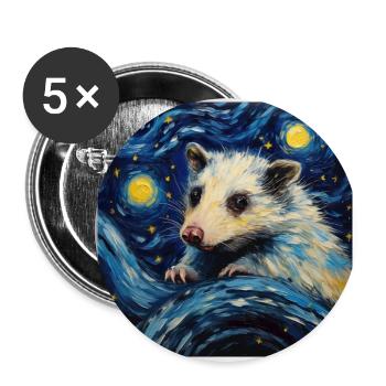 opossum, van gogh, sternennacht, tier - Buttons groß 56 mm (5er Pack) - Weiß - Vorne