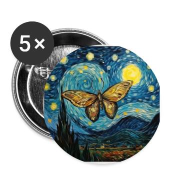 Papillon De Nuit, Van Gogh, Nuit Étoilée, Animal - Lot de 5 grands badges (56 mm) - blanc - Devant