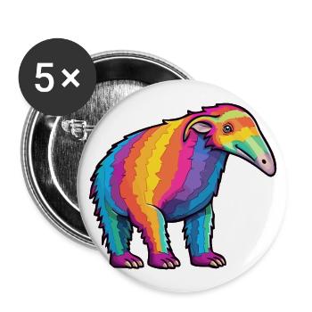 Anteater Colorful Watercolor Cartoon Kawaii Animal - Buttons large 2.2''/56 mm (5-pack) - white - Front