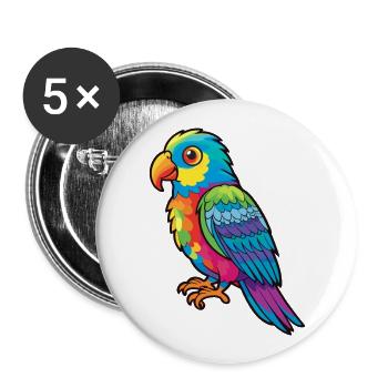 Oiseau Aquarelle Colorée Dessin Animé Kawaii Animal - Lot de 5 grands badges (56 mm) - blanc - Devant