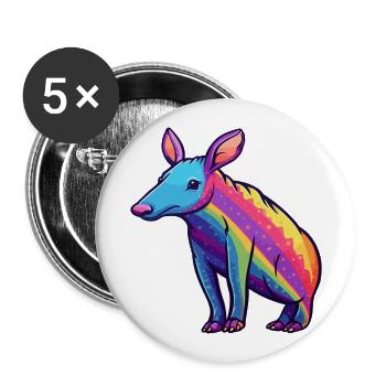Aardvark Aquarelle Colorée Dessin Animé Kawaii Animal - Lot de 5 grands badges (56 mm) - blanc - Devant