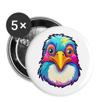 Penguin Colorful Watercolor Cartoon Kawaii Animal - Buttons large 2.2''/56 mm (5-pack) - white - Front