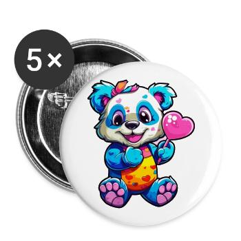 Panda Colorful Watercolor Cartoon Kawaii Animal - Buttons large 2.2''/56 mm (5-pack) - white - Front