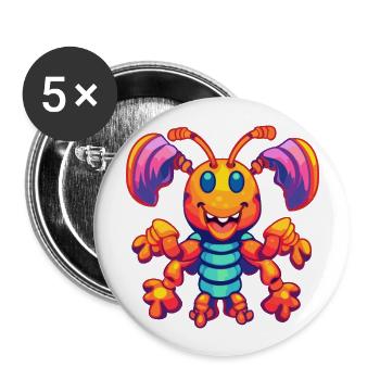 Homard Aquarelle Colorée Dessin Animé Kawaii Animal - Lot de 5 grands badges (56 mm) - blanc - Devant