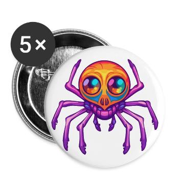 Araignée Aquarelle Colorée Dessin Animé Kawaii Animal - Lot de 5 grands badges (56 mm) - blanc - Devant