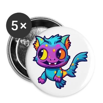 Poisson-chat coloré aquarelle dessin animé kawaii animal - Lot de 5 grands badges (56 mm) - blanc - Devant