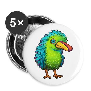 Kiwi Colorful Watercolor Cartoon Kawaii Animal - Buttons large 2.2''/56 mm (5-pack) - white - Front