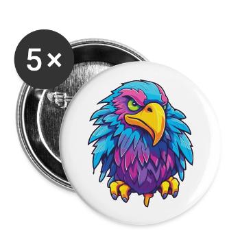 Adler Buntes Aquarell Cartoon Kawaii Tier - Buttons groß 56 mm (5er Pack) - Weiß - Vorne